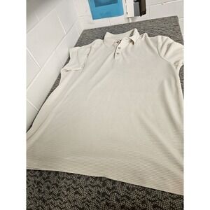 Tommy‎ Bahama Shirt Mens Medium Beige Solid Polo Normcore